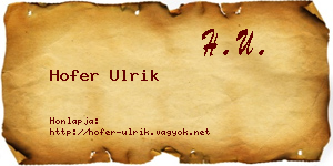 Hofer Ulrik névjegykártya